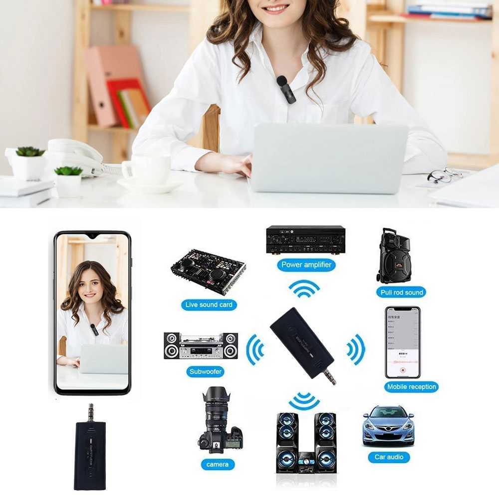 TaffSTUDIO Microphone Clip On 2 Mic Wireless Imam Masjid Suara Jernih Mik + Adaptor Jack 6.5mm