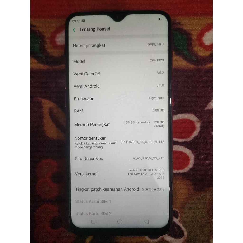 Oppo F9 Original Second Ram 6/128