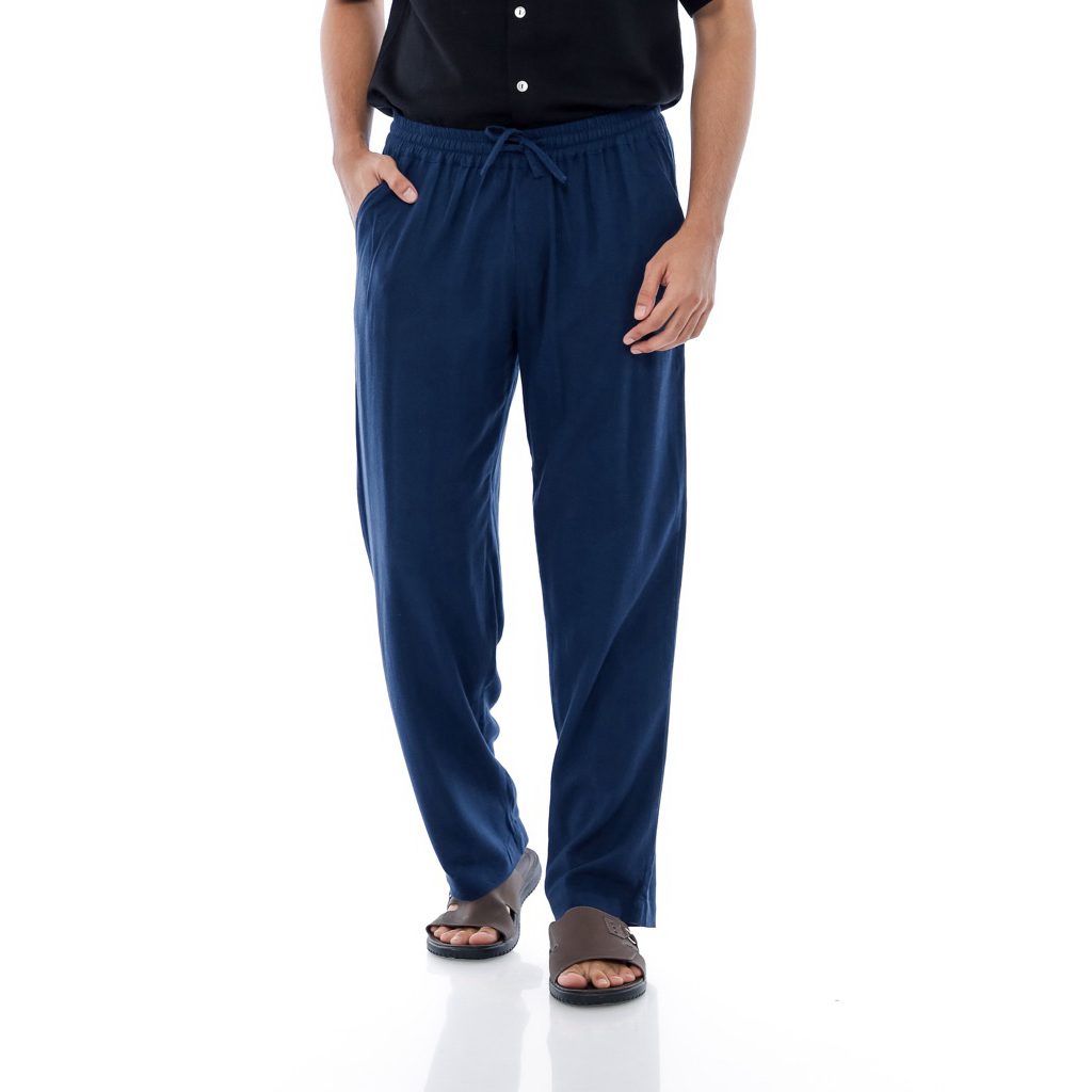 Ndoro Mens | Gabriel Linen Pants Navy | Celana Panjang Linen Pria | Bali Resortwear