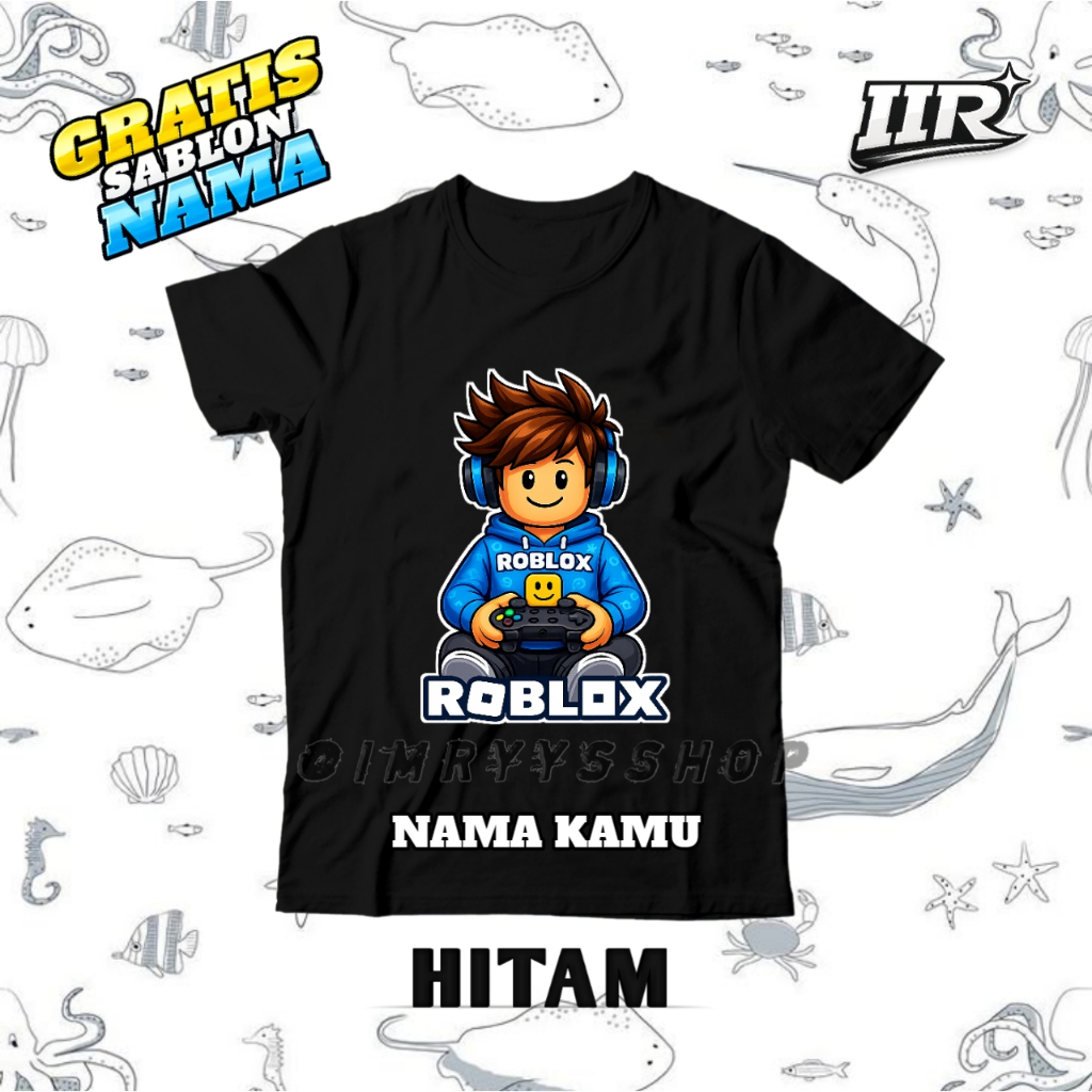(Free Nama) Kaos Atasan Anak Gambar Roblox Game / Baju Anak Sedang Main Game Roblox Yang Lagi Hits S