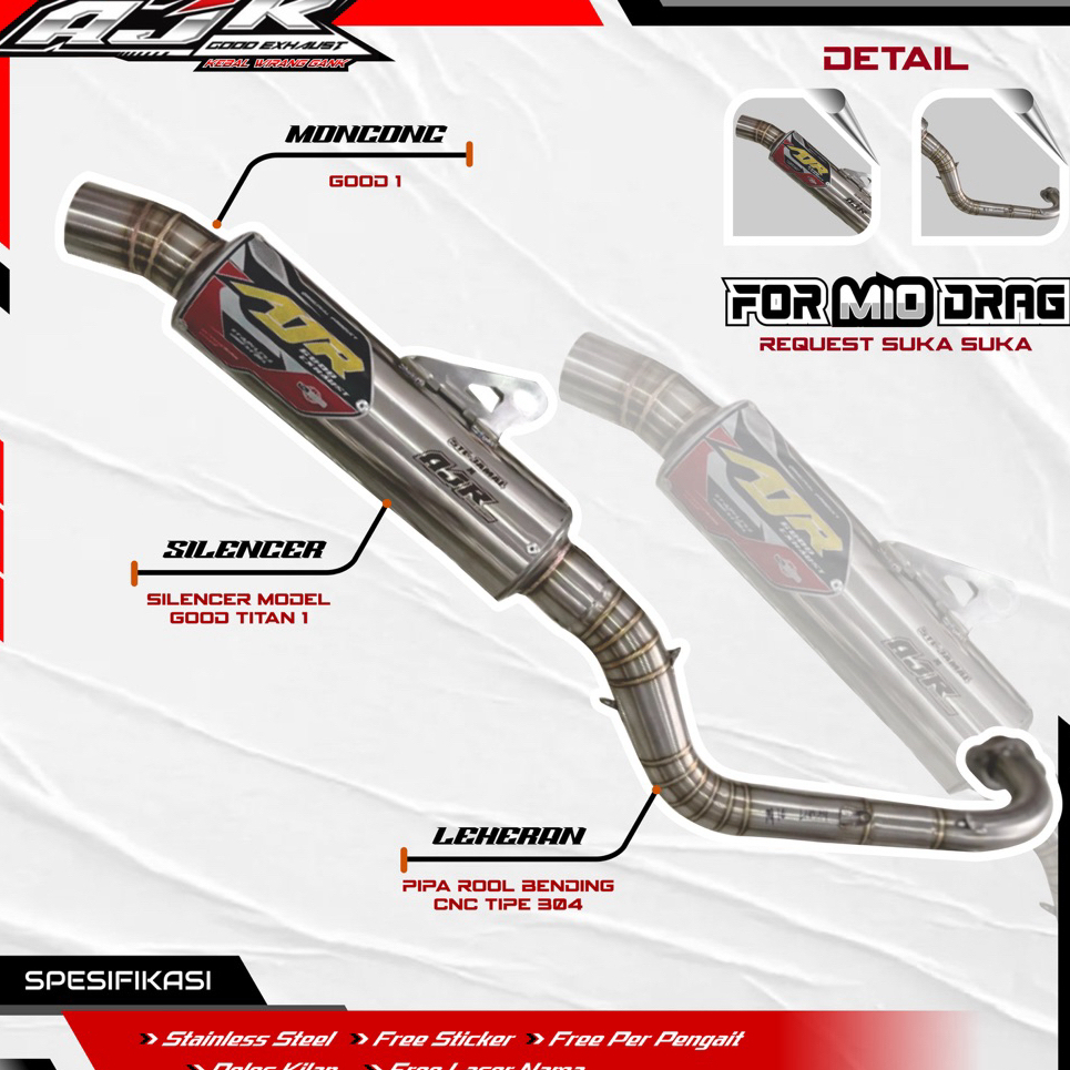 Knalpot Drag Matic 200cc Mio Sporty Smile Beat Karbu Esp Vario 125/150 LED - AJR GOOD EXHAUST