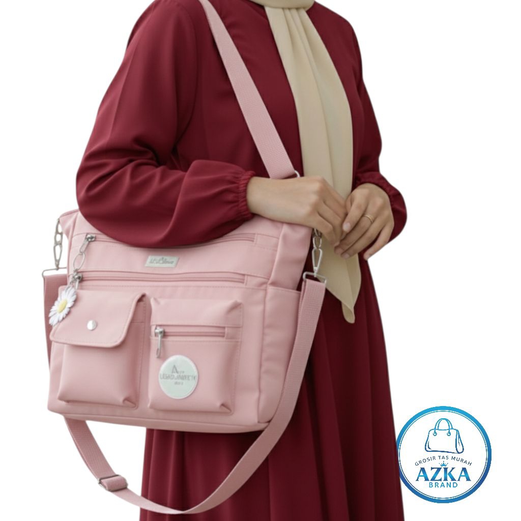Tas Tote Selempang Wanita MULTIFUNGSI Water Resistant Kain Premium D300 Stylish untuk Kerja Kuliah C