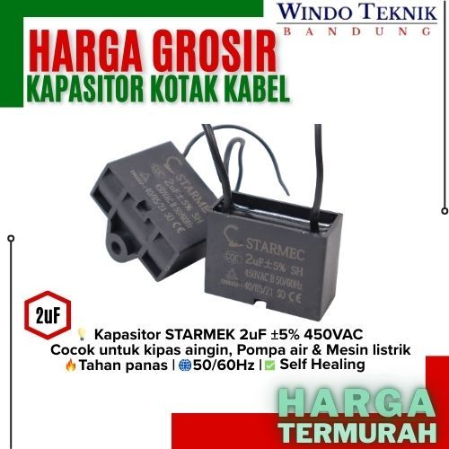 KAPASITOR KOTAK KABEL 2UF | KAPASITOR FAN | KAPASITOR POMPA | KAPASITOR KOTAK KIPAS ANGIN | KAPASITO