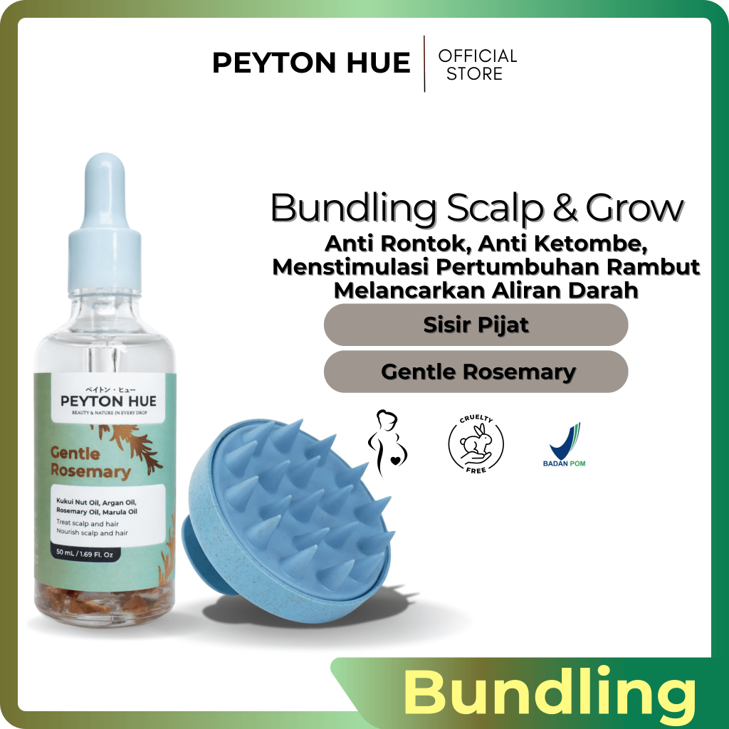 Peyton Hue - Gentle Special Gentle Rosemary Hair Oil + Sisir Pijat untuk Penumbuh Rambut Sehat, Anti