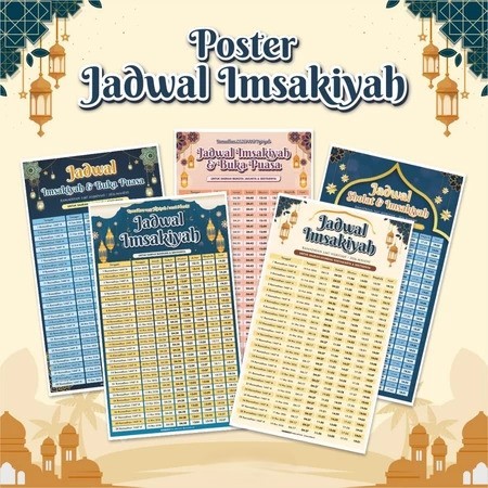 Poster Jadwal Imsakiyah 2026 Ukuran Jumbo - Poster Jadwal Imsakiyah Ramadhan Full Colour Ready Stock