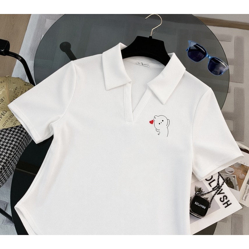 RIEVERA TOP DAILY POLO Kaos Crop Top Polo Shirt Oval Wanita/ Crop Top Oval Polos / Kaos Wanita/ T-sh