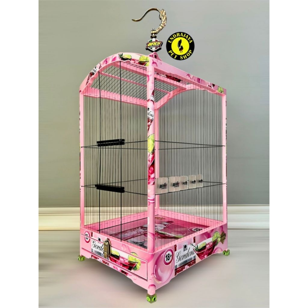 BRO SANGKAR | SANGKAR KENARI RUJI SENAR UKURAN 37 X 43 CM. GEPENGAN DECAL GORDON