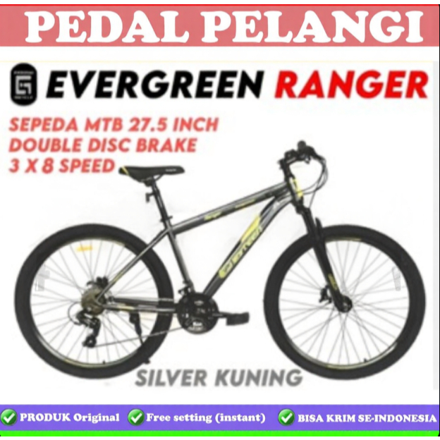 Sepeda gunung MTB 27.5 Inch Evergreen Ranger 545// EG 530// EG 685 BLAZE//Double disc brake 24 Speed