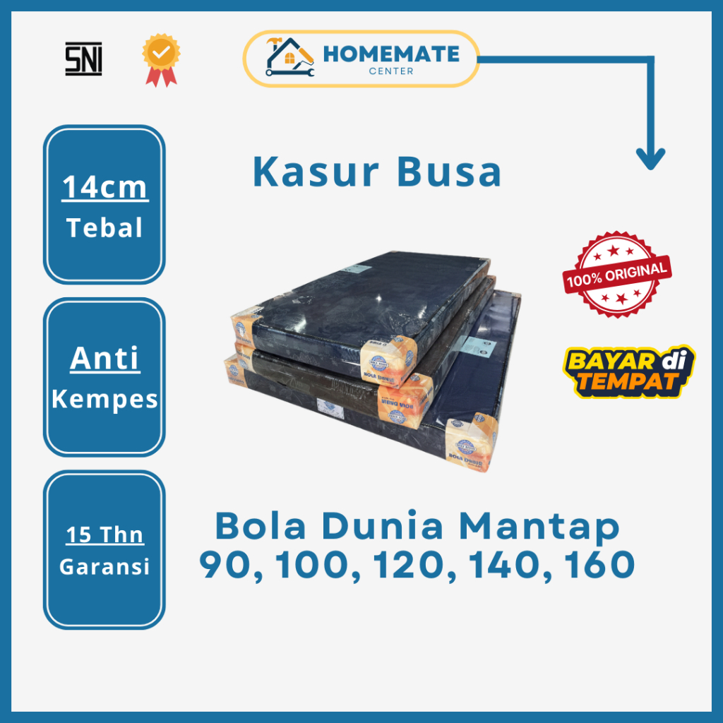 Kasur Busa Bola Dunia Mantap Tebal 14cm Semua Ukuran 90 100 120 140 160 x 200 cm - Awet dan Nyaman