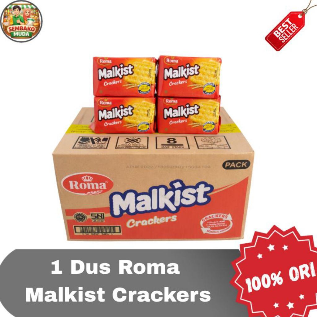 Roma Malkist Cracker 105gr 1 dus isi isi 30 / Biskuit Roma Malkist Crackers