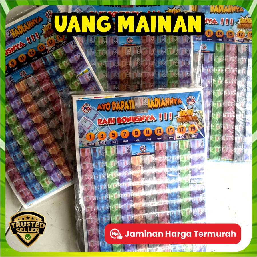 Mainan Cabutan Berhadiah 1 Lembar 98 kupon Persamaan Mainan Ide Usaha Isi Warung Uang Mainan