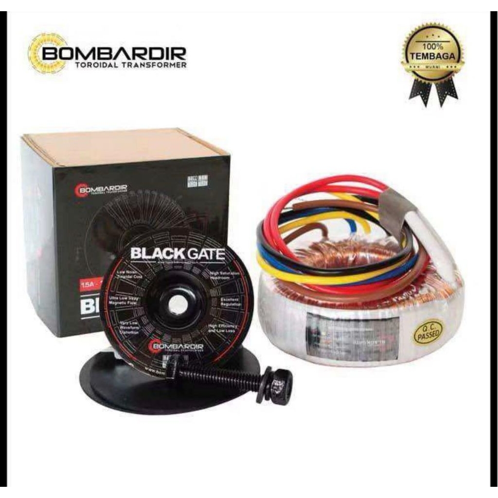Trafo Toroid BLACKGATE 1,5A 18V NON CT Travo Toroidal 1.5 A NOL 18 V Travo Donut 1.5A 18V BLACK GATE