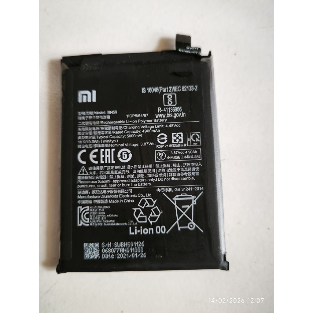 BATERAI REDMI NOTE 10S BN59 ORI COPOTAN (Garansi)