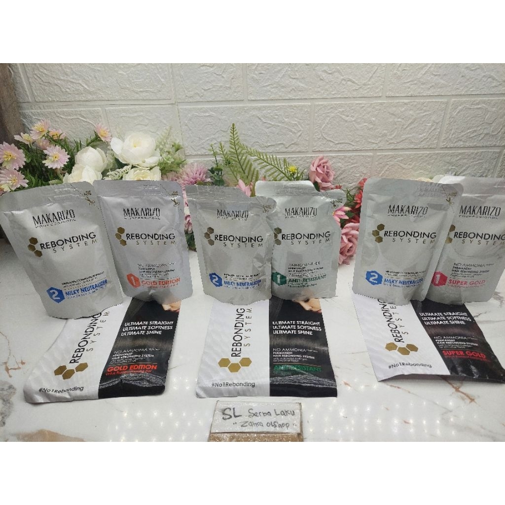 Makarizo Professional Rebonding System Milky Pouch 125ml obat semhooting obat salon obat catok rambu
