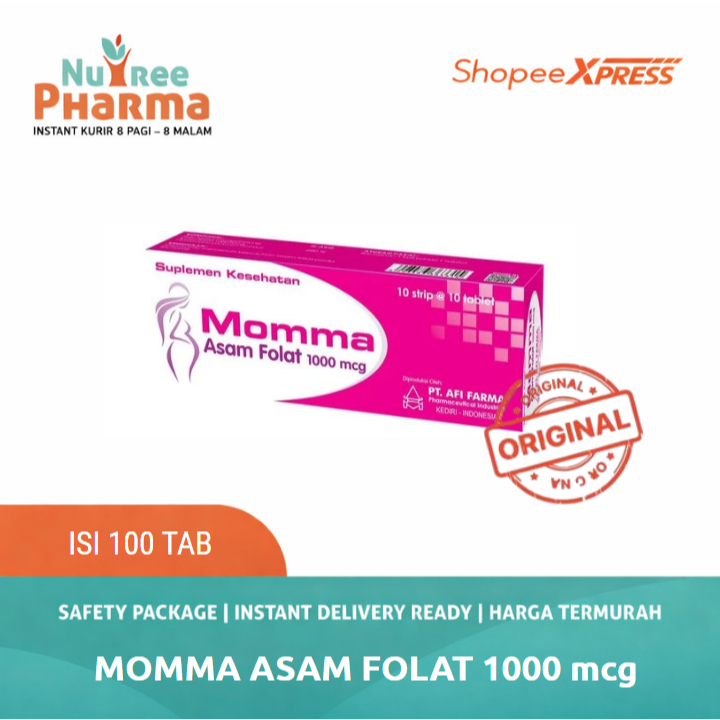 Momma Asam Folat 1000 mcg AFI - 1 BOX | Suplemen Asam Folat / Folic Acid Untuk Ibu Hamil | Program H