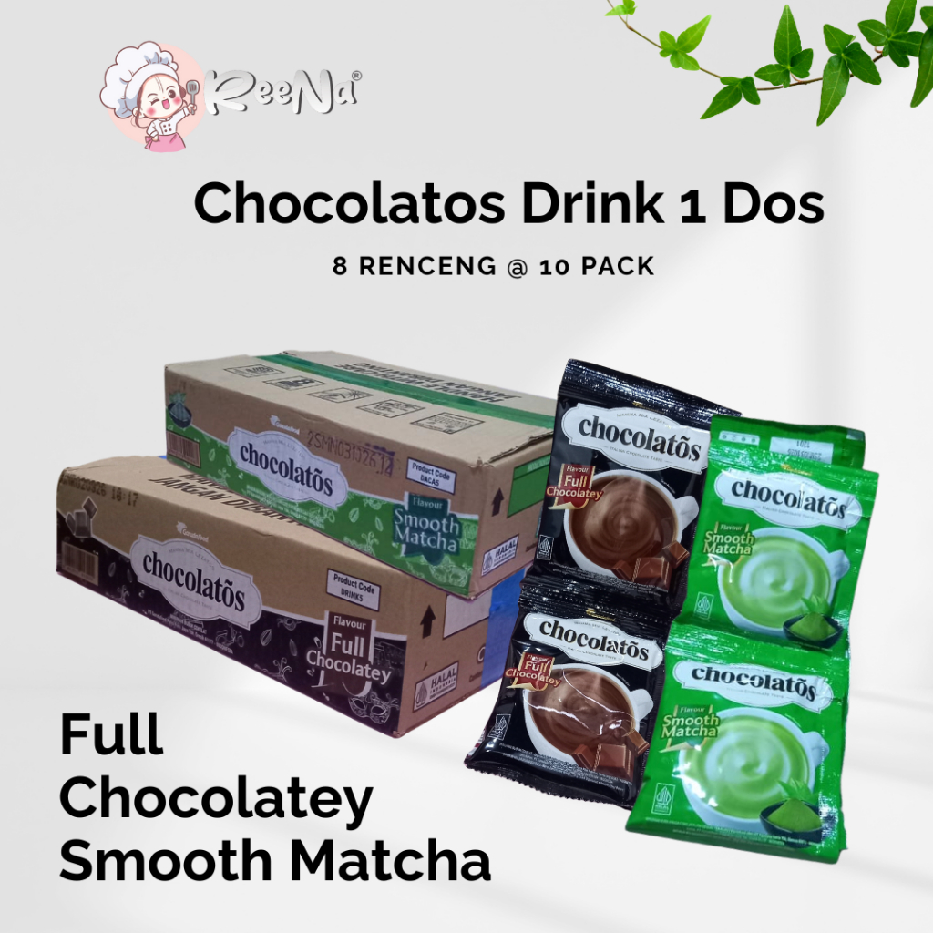 Chocolatos Drink 1 Dus (8 Renceng x 10 Sachet) | Minuman Bubuk Coklat & Matcha | Harga Hemat