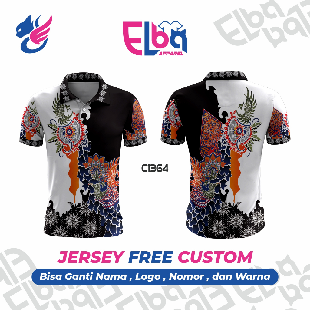 Kaos Jersey Kerah Batik Full Printing free custom