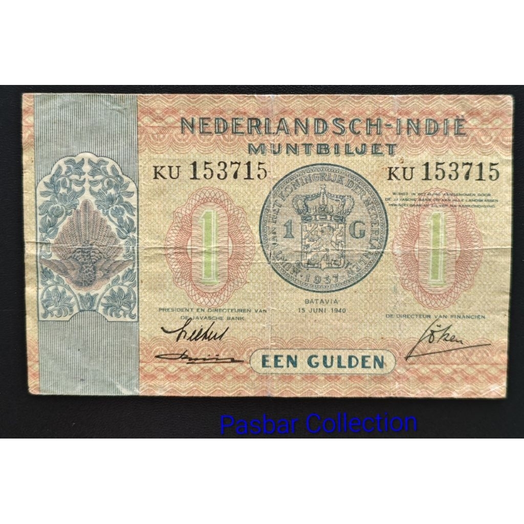Uang Kuno Nederlandsch-Indie 1 Gulden 1940 – Seri Muntbiljet