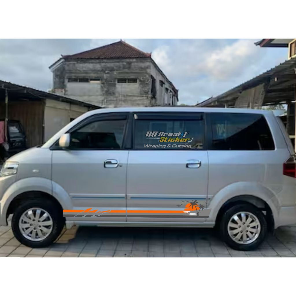 CUTTING STICKER MOBIL suzuki APV CUSTOM TEMA PANTAI
