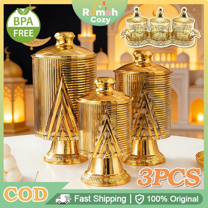 Toples Plastik Aesthetic Toples Kue Lebaran Toples Gold Mewah Toples Idul Fitri Toples Lebaran Tople