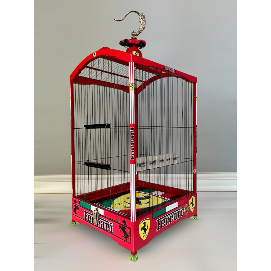 BRO SANGKAR | SANGKAR BURUNG KENARI PREMIUM BRO KARAKTER ferrari RUJI FIBER UKURAN 38x43 cm