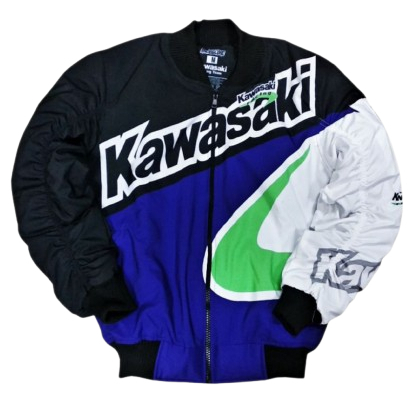 JAKET KAWASAKI VINTAGE RETRO JAKET BOMBER NINJA RR ZX25R BAHAN TASLAN WP UNISEKS