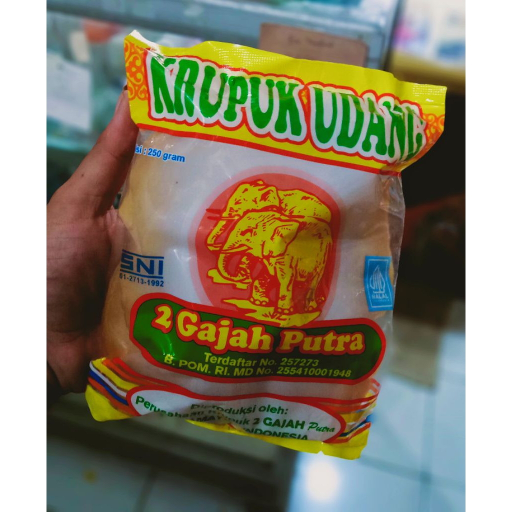 KRUPUK UDANG 2 GAJAH 250 GRAM