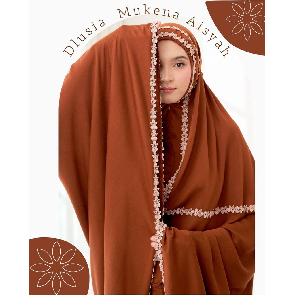 Mukena AISYAH Dlusia Jumbo Premium Twill Super Adem Lembut Mukena Dewasa Original