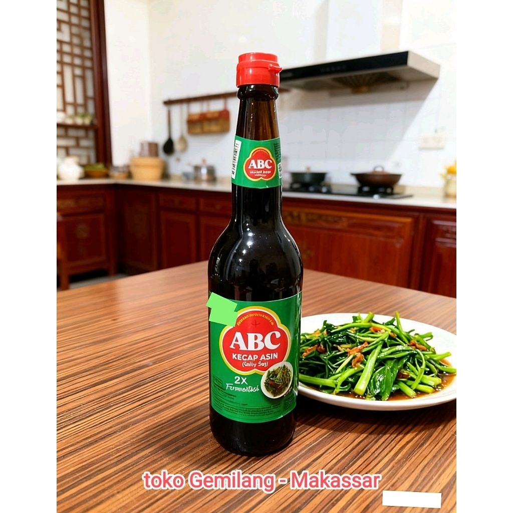 ABC kecap asin botol 620ml, asin, gurih, harum dan sedap untuk memasak, botol kaca.