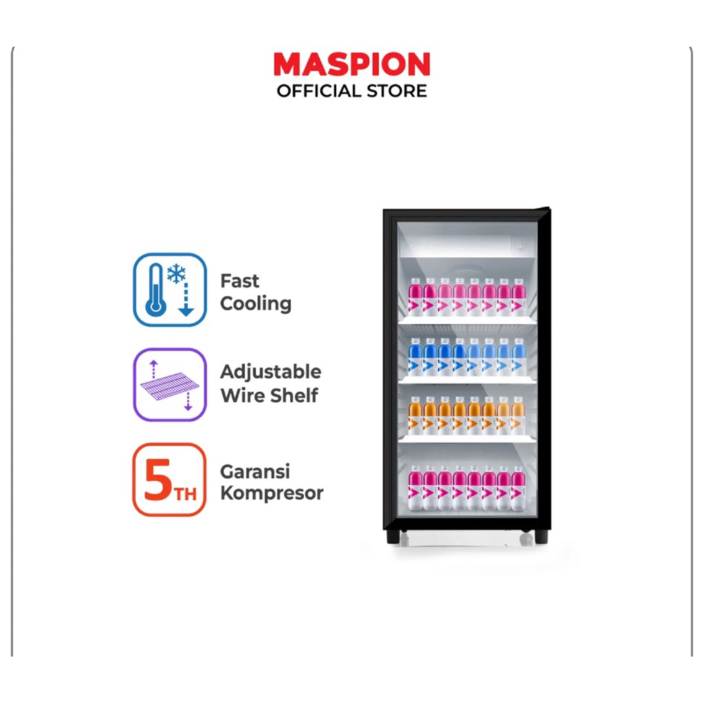 SHOWCASE MASPION 3 RAK - SHOWCASE MASPION 168 LITER - SHOWCASE MURAH PALEMBANG