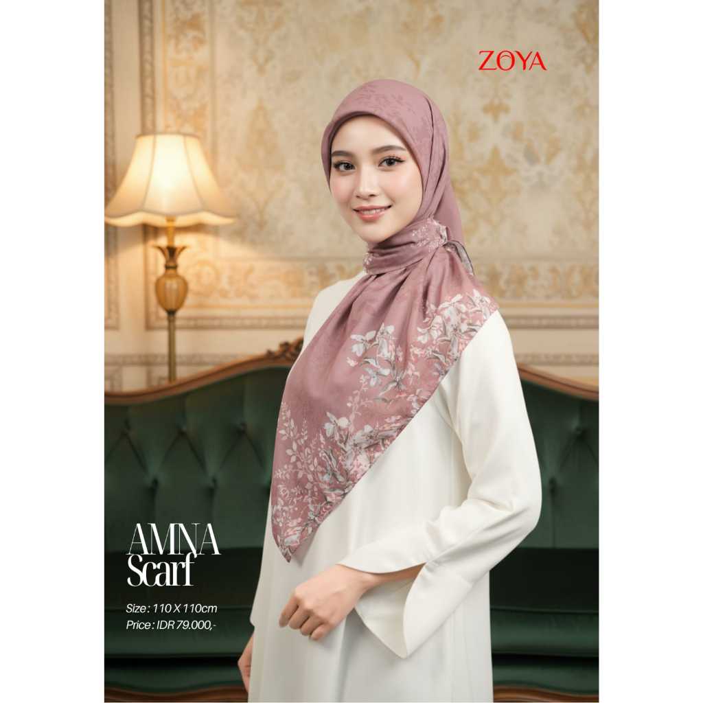 ZOYA Amna Scarf Motif - Fashion Muslim Kerudung Jilbab Hijab Segi Empat Motif With Pouch Ziplock Bah