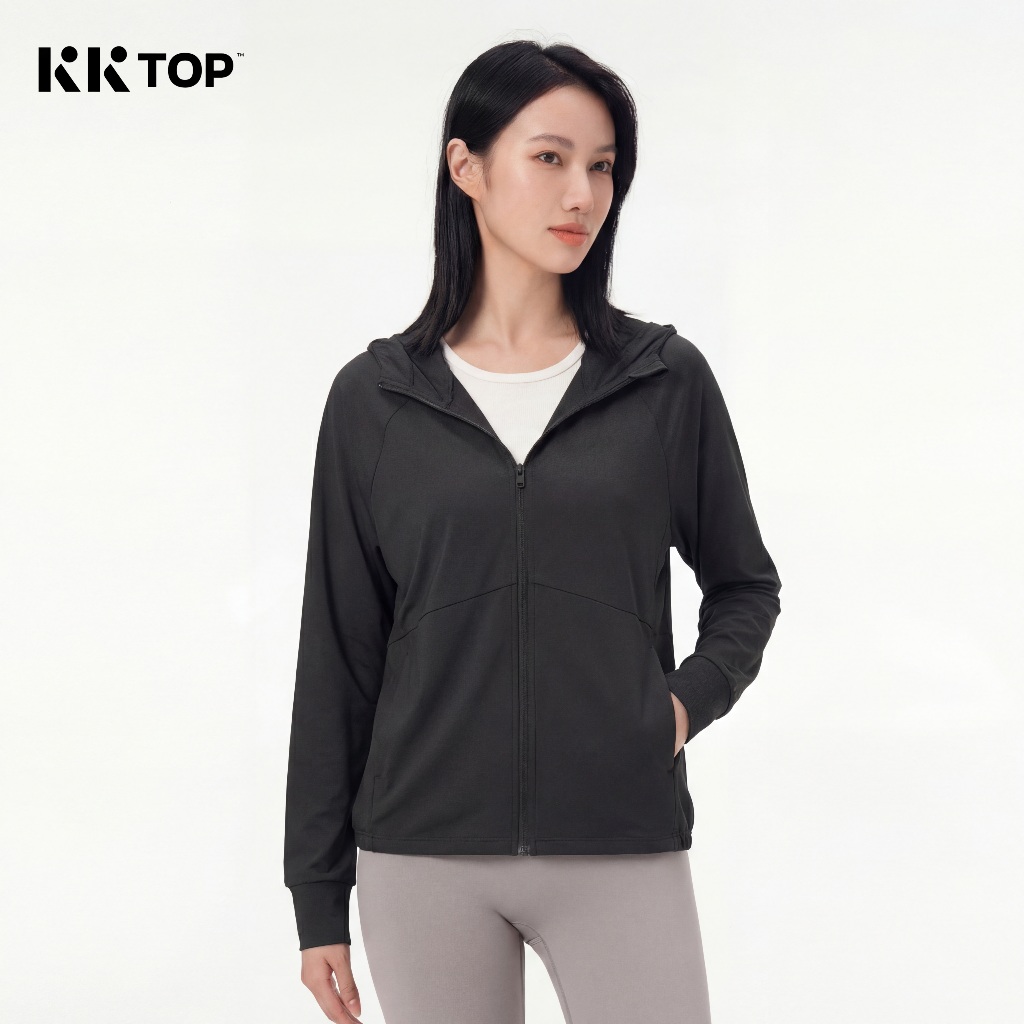 KKTOP - Jaket Olahraga Wanita Jaket Anti UV UPF 50+ Baju Gym Atasan Olahraga Yoga Cepat Kering(J007)