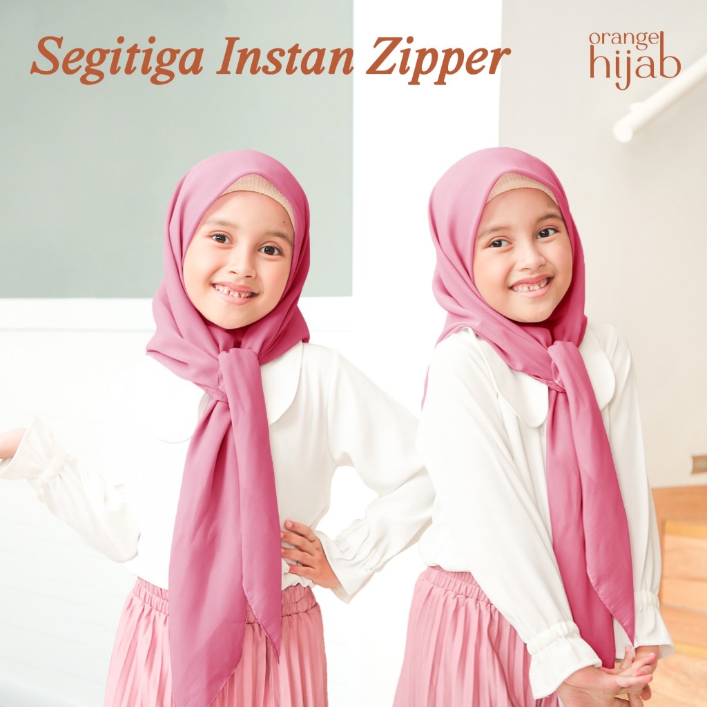 orangehijab - Hijab Instan Resleting Anak | Hijab Segitiga Polycotton 2 Layer Resleting Dagu | Kerud