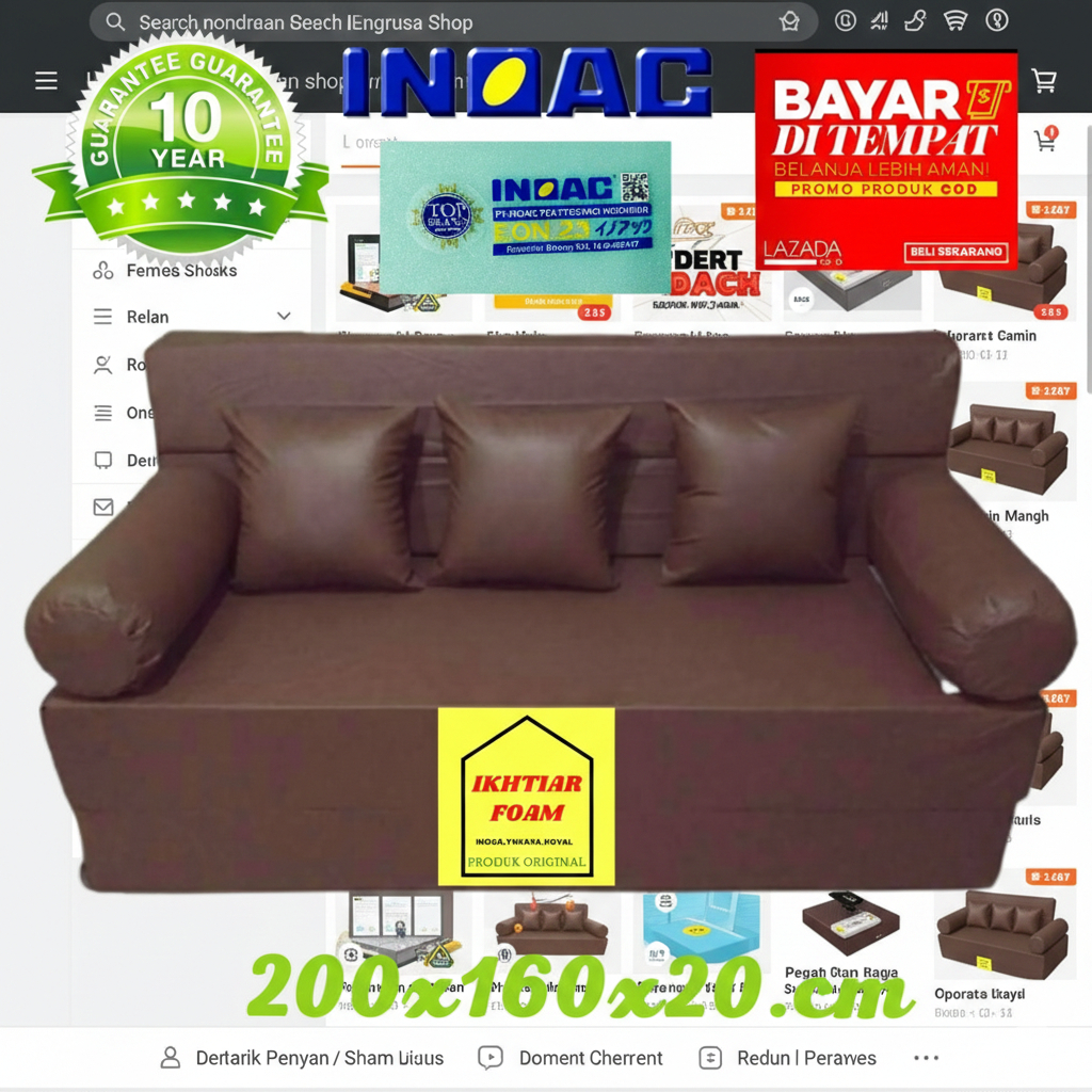 INOAC Sofabed No2 160x200x20cm cover bahan waterfroop oscar Sofa bed Inoac garansi 10thn anti kempes
