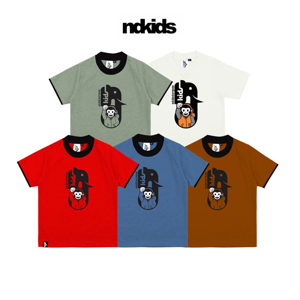 NodDoctrine Kids Tshirt ND Monkey Hijau Biru Merah Coklat Putih - Kaos Anak T-Shirt T Shirt Green Bl