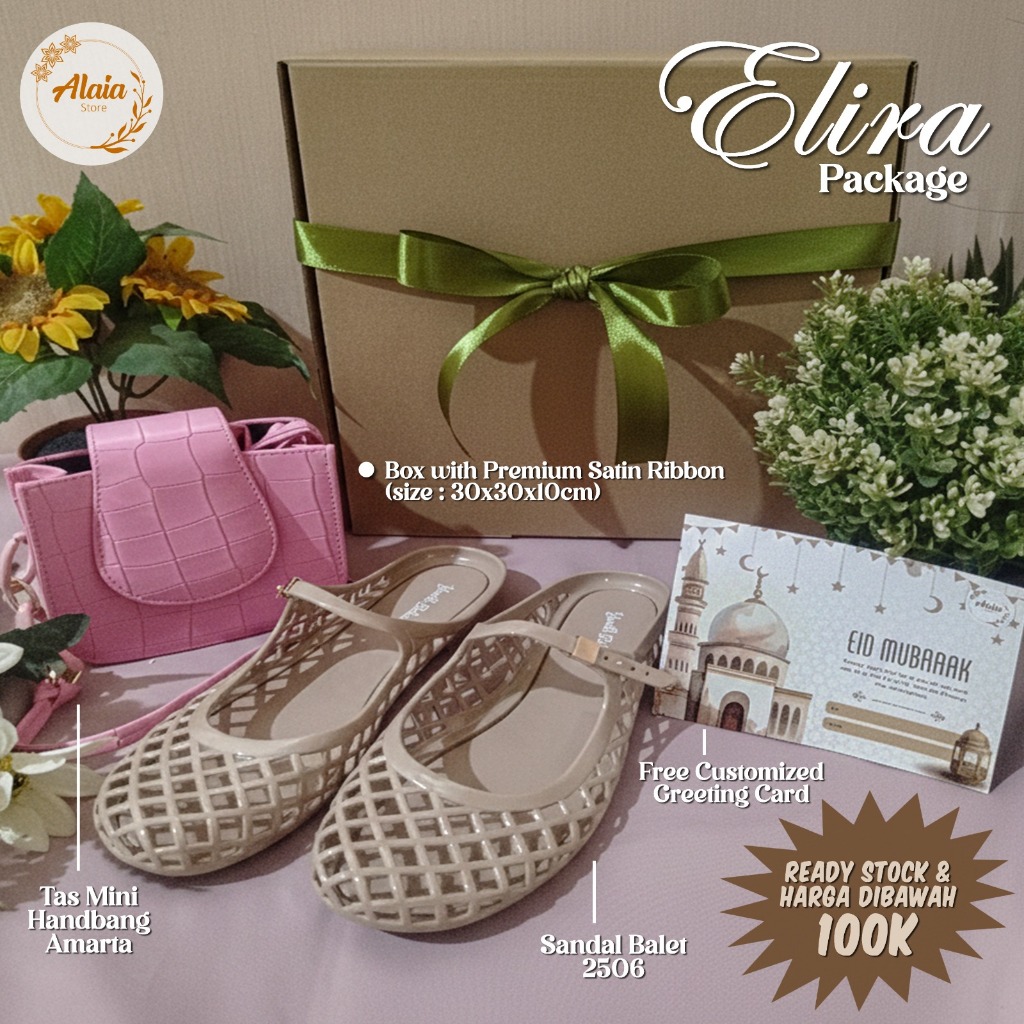 Hampers Wanita Ramadhan Edition - Elira Package [Sandal balet jaring slip on balance 36-40 2506 + Ha