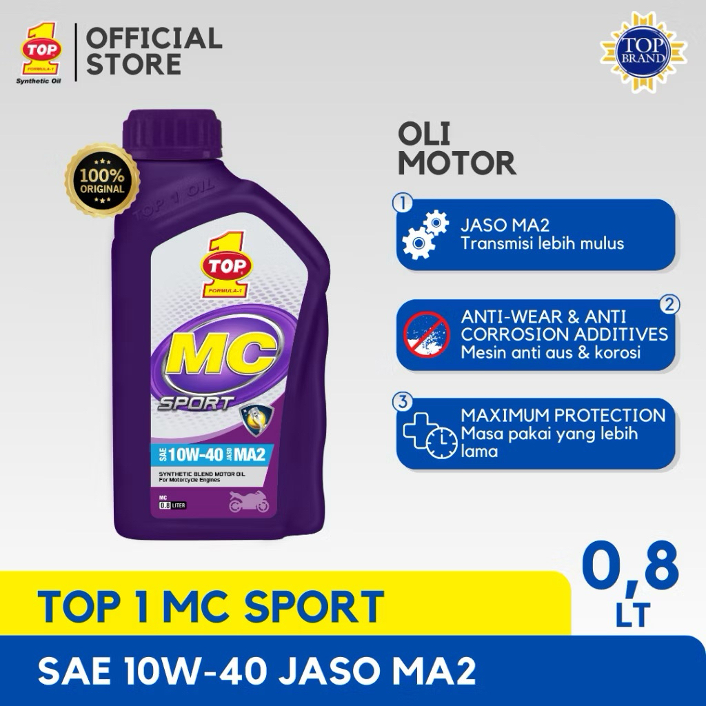 OLI MESIN TOP1 MC SPORT 10W-40 0,8L TOP1 OIL