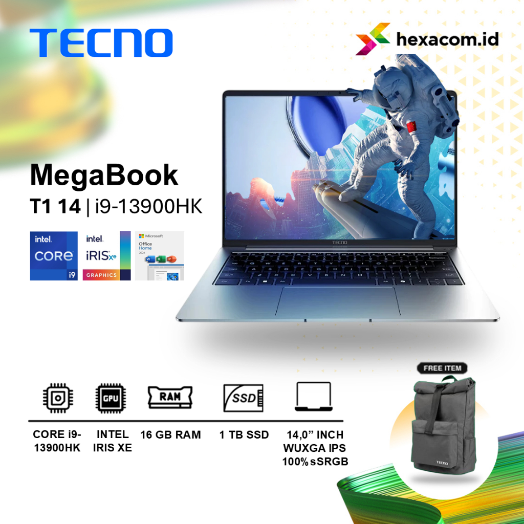 Laptop Tecno Megabook T1 14 i9-13900HK 16GB 1TB SSD 14.0 inch WUXGA Windows 11
