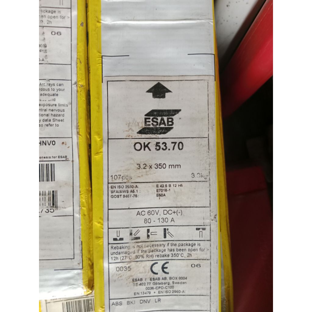 KAWAT LAS ESAB OK-53.70 Size. 3.2MM AWS E7016-1