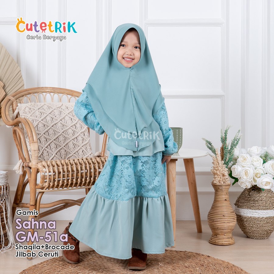 Cutetrik Gamis Anak 3 4 5 6 Tahun Brokat Sahna Set Jilbab Terbaru