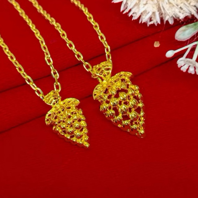 Kalung Rantai Medan Liontin Anggur Warna Emas24K Mewah