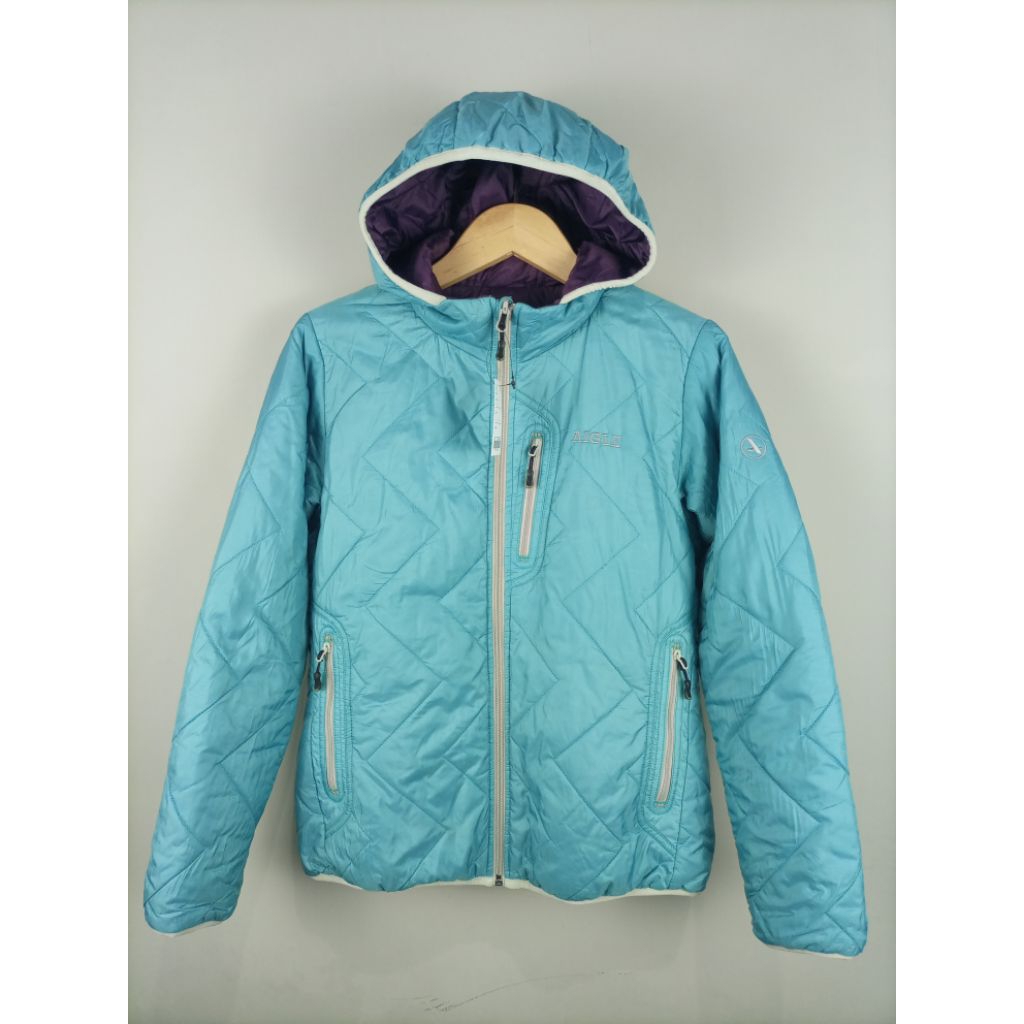 Jaket Aigle Puffer Reversibel Bolak Balik Original_Size Masuk S Fit M