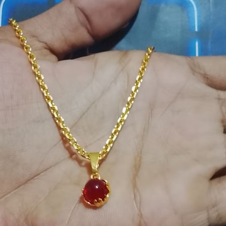 perhiasan kalung Nuri Medan liontin permata merah terlaris anti karat anti luntur
