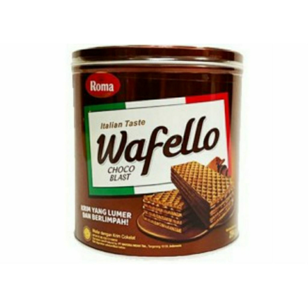 Roma Wafello Kaleng Varian Caramel dan Coklat 234gr