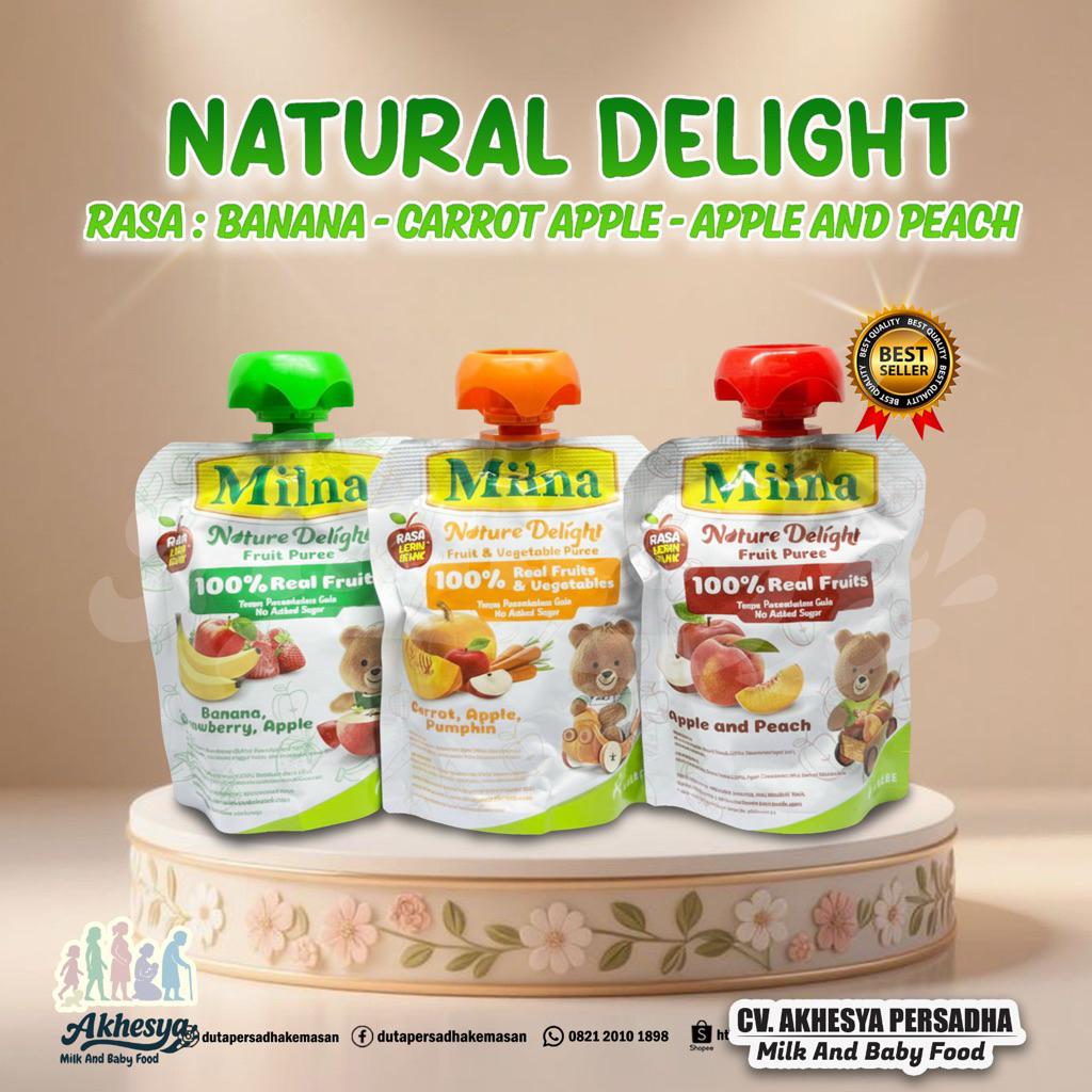 MILNA NATURE DELIGHT  PURE BUAH ALAMI BAYI 6+ 80GR / CEMILAN BAYI / PURE BUAH BAYI
