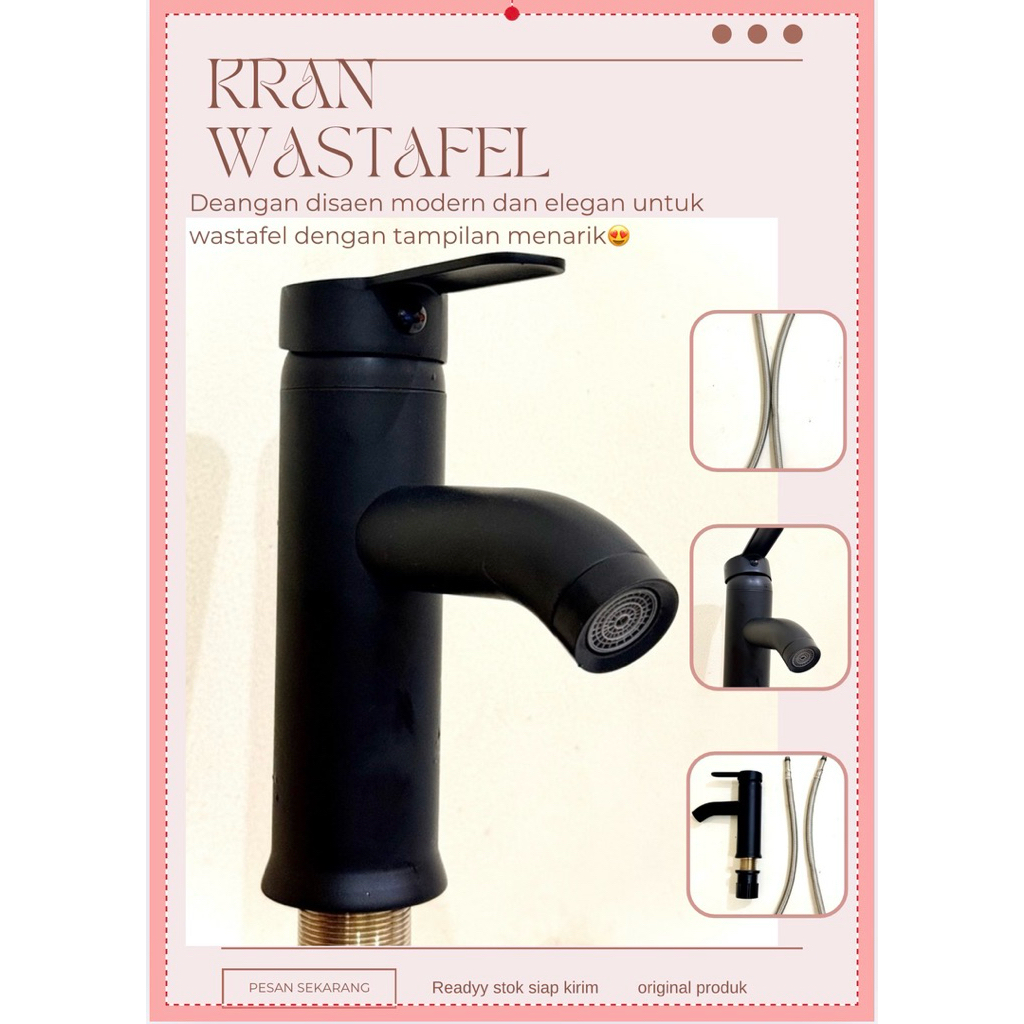 KRAN WASTAFEL STEENLIS|KRAN AIR WASTAFEL CUCI TANGAN|KRAN MURAH BERKUALITAS||KRAN WASTAFEL HITAM EMA