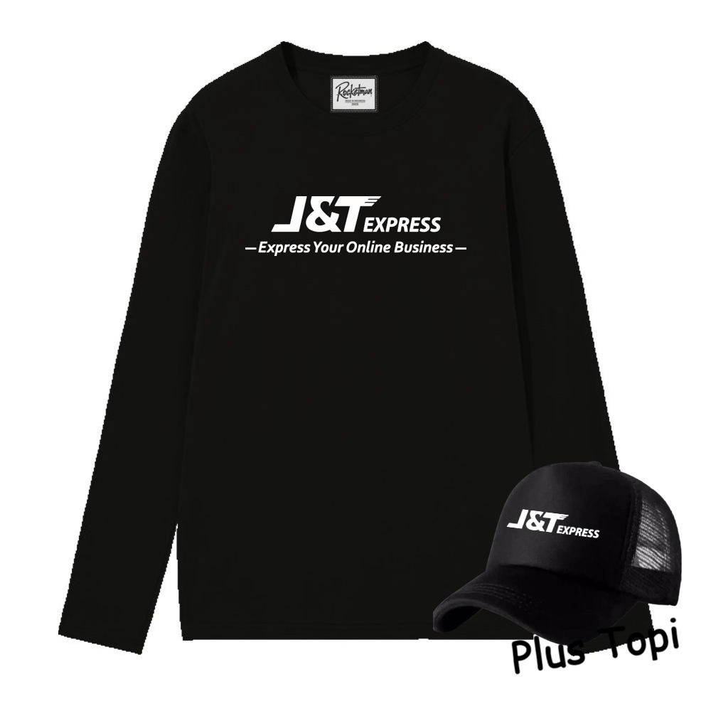 Plus Topi - Kaos Panjang Jnt-Express Baju Kaos Distro Seragam Keren Pria Wanita