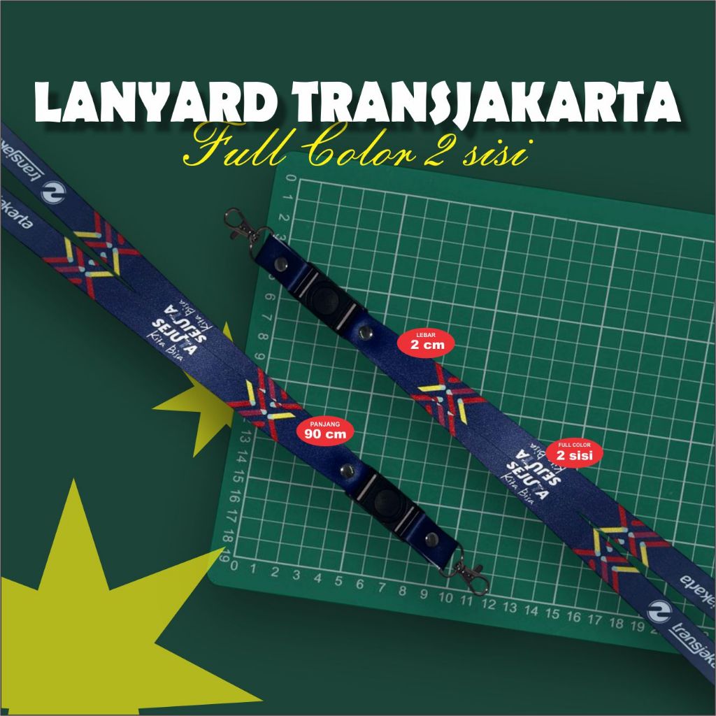 Lanyard TRANSJAKARTA 2 cm / Tali idcard TRANSJAKARTA 2 cm [READY STOCK] Print sublim 2 sisi full col