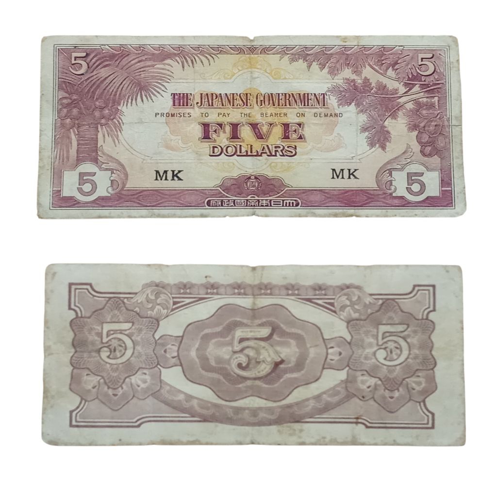Uang The Japanese Goverment 5 Dollar ( uang pendudukan Jepang di Malaya)