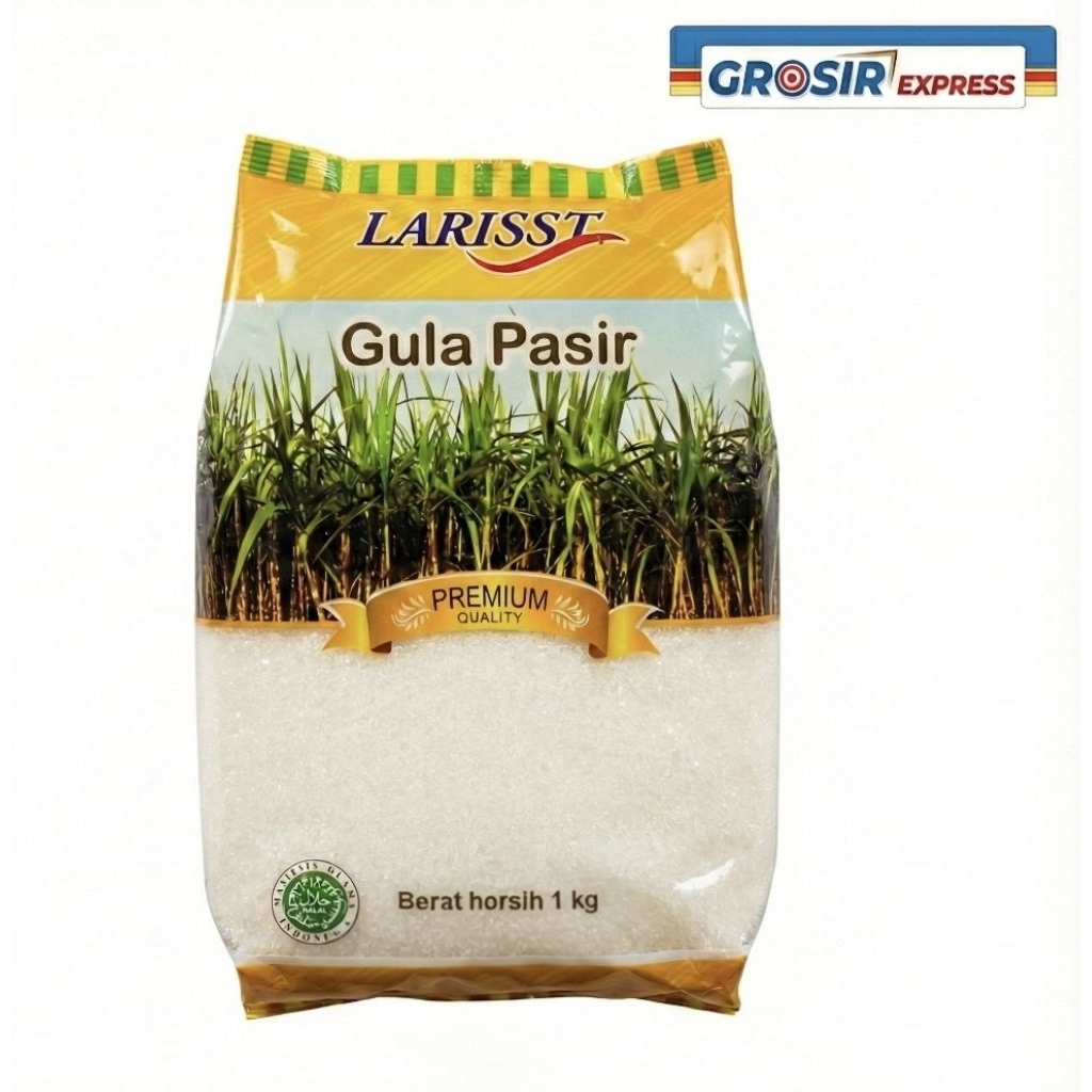 Gula Pasir Larrist Kuning 1Kg [Grosir/Dus] - Gula Tebu Asli Manis Alami & Lebih Wangi